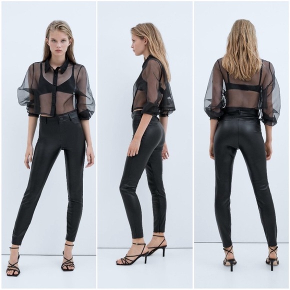 Zara Faux Leather leggings - Picture 2 of 11